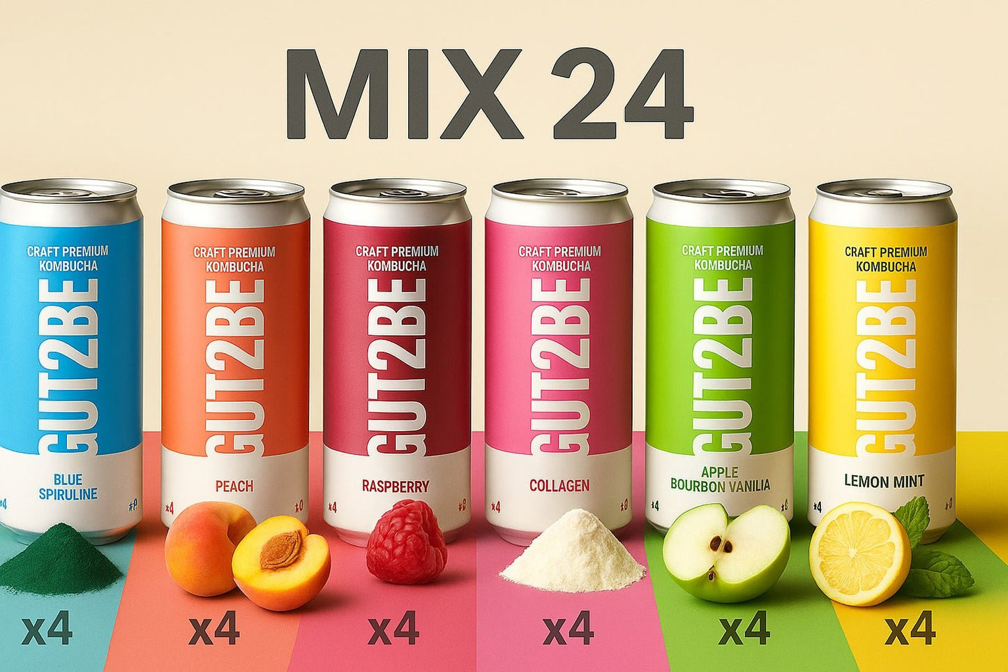 Kombucha Mix - Set de 24x330ml - Gut2beKombucha Mix - Set de 24x330mlGut2beGut2be