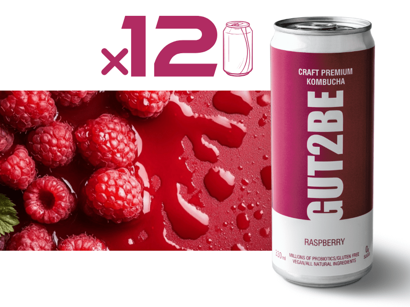 Zmeura Kombucha - Set de 12x330ml - Gut2beZmeura Kombucha - Set de 12x330mlGut2beGut2be