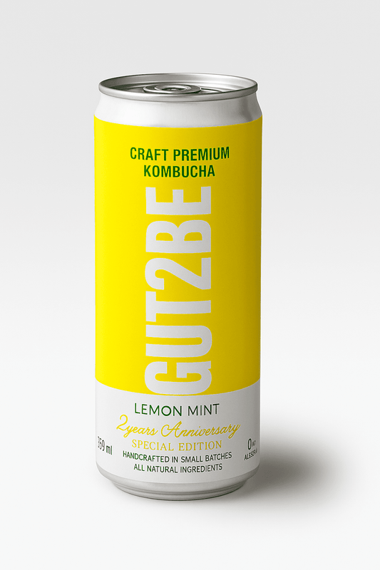 Kombucha Lămâie și Mentă - Set de 12x330ml - Gut2beKombucha Lămâie și Mentă - Set de 12x330mlGut2beGut2be