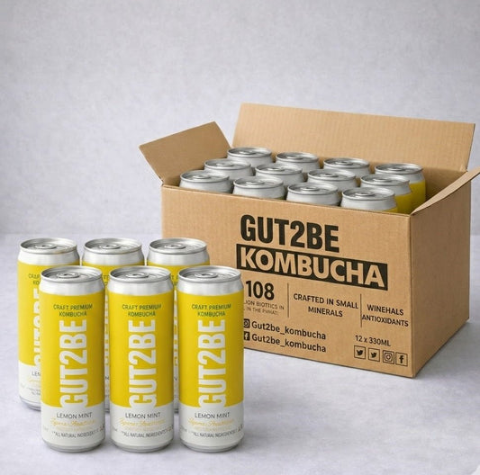 Kombucha Lămâie și Mentă - Set de 12x330ml - Gut2beKombucha Lămâie și Mentă - Set de 12x330mlGut2beGut2be