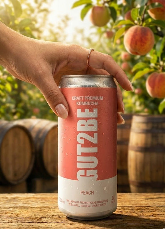 Kombucha Piersică - Set de 12x330ml - Gut2beKombucha Piersică - Set de 12x330mlGut2beGut2be