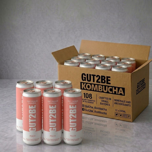 Kombucha Piersică - Set de 12x330ml - Gut2beKombucha Piersică - Set de 12x330mlGut2beGut2be