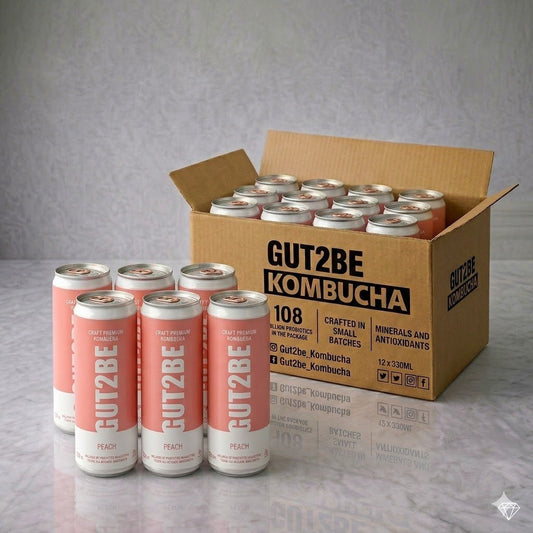 Kombucha Piersică - Set de 24x330ml - Gut2beKombucha Piersică - Set de 24x330mlGut2beGut2be