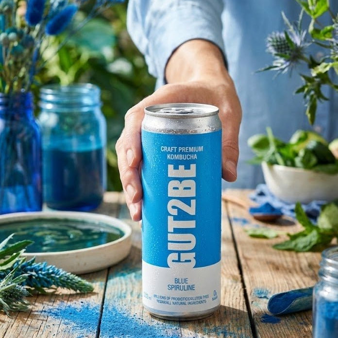 doză kombucha GUT2BE cu spirulină albastră băutură fermentată natural